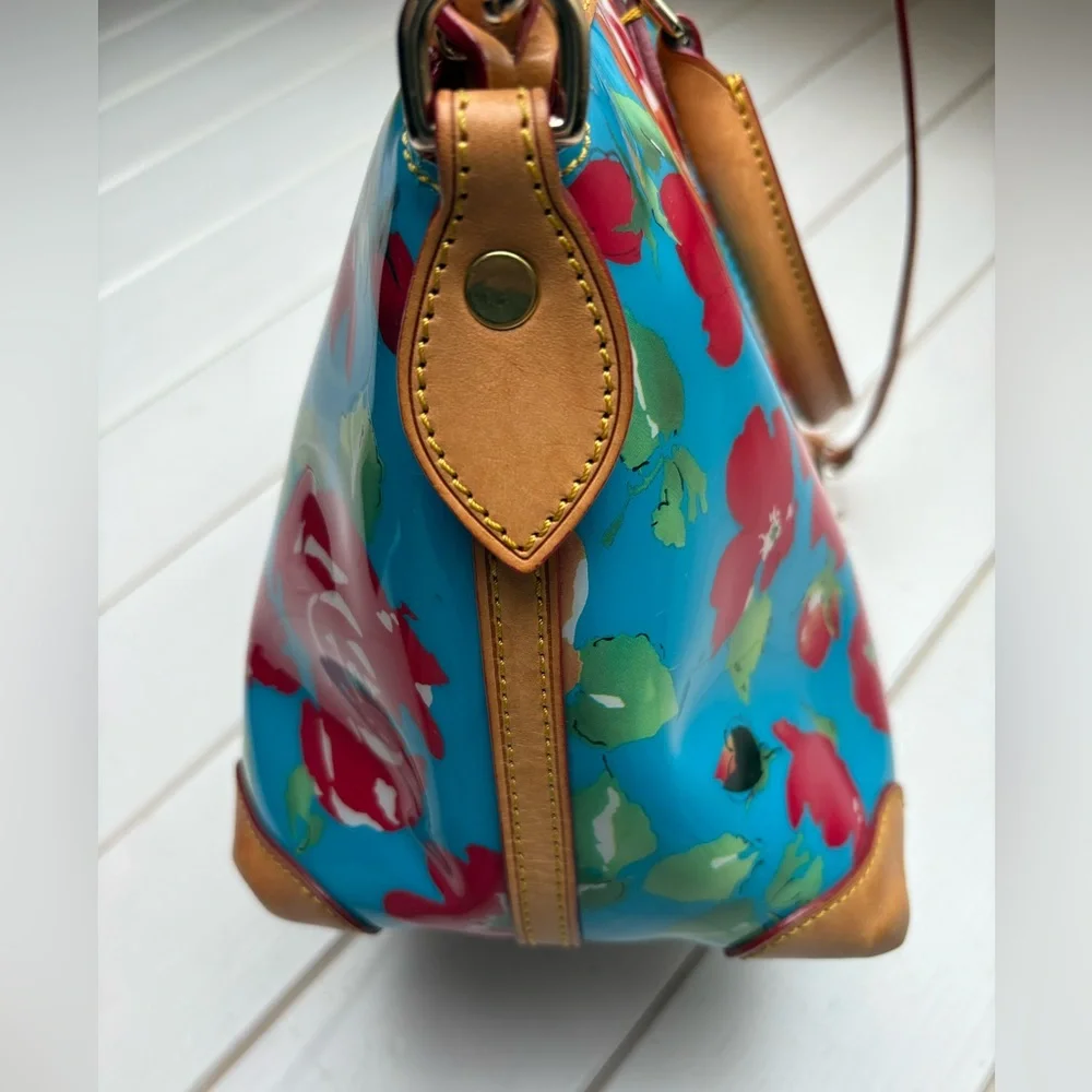 Dooney & Bourke Blue Floral Satchel Handbag - Picture 15 of 17